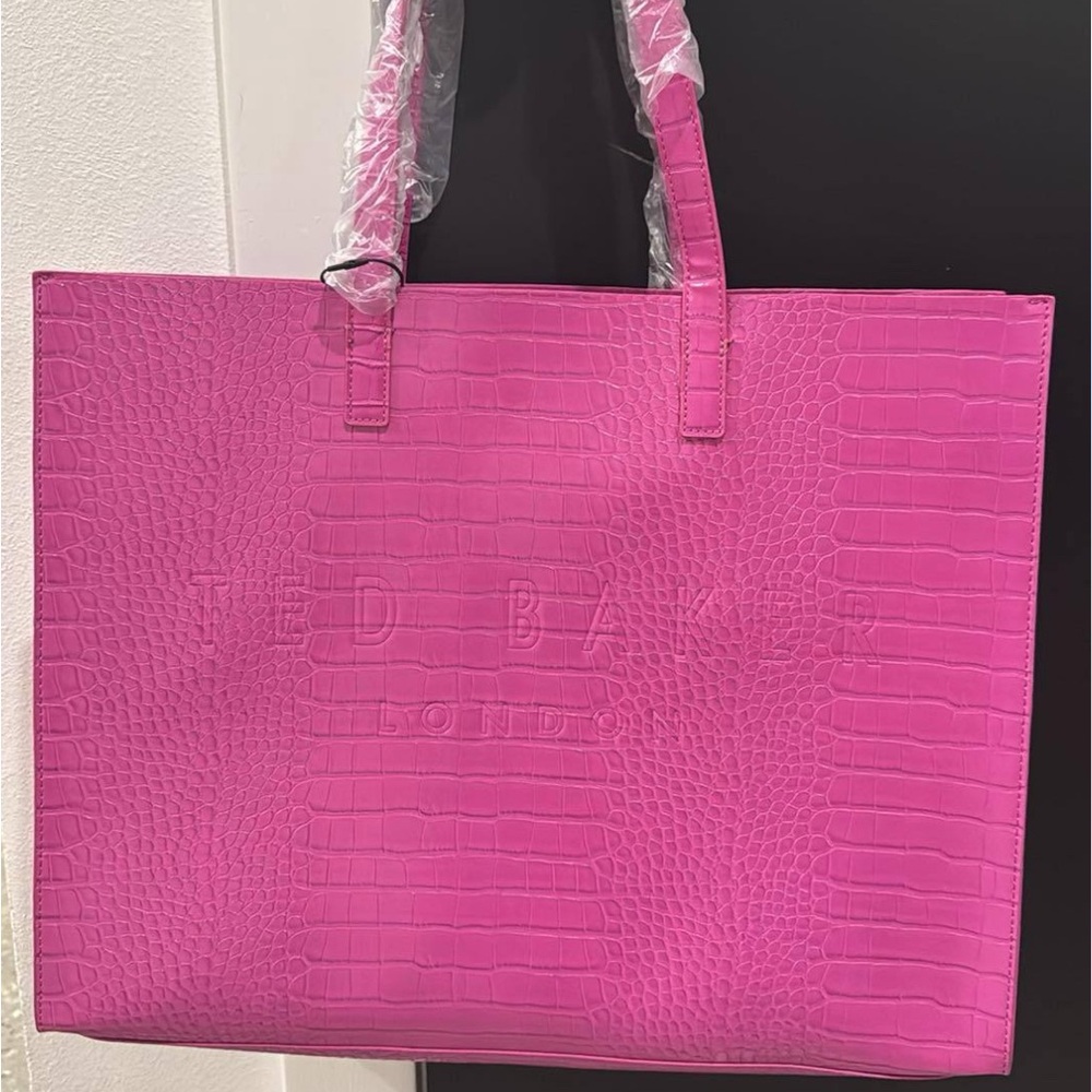 Ted Baker Pink Croc-Embossed Tote Bag